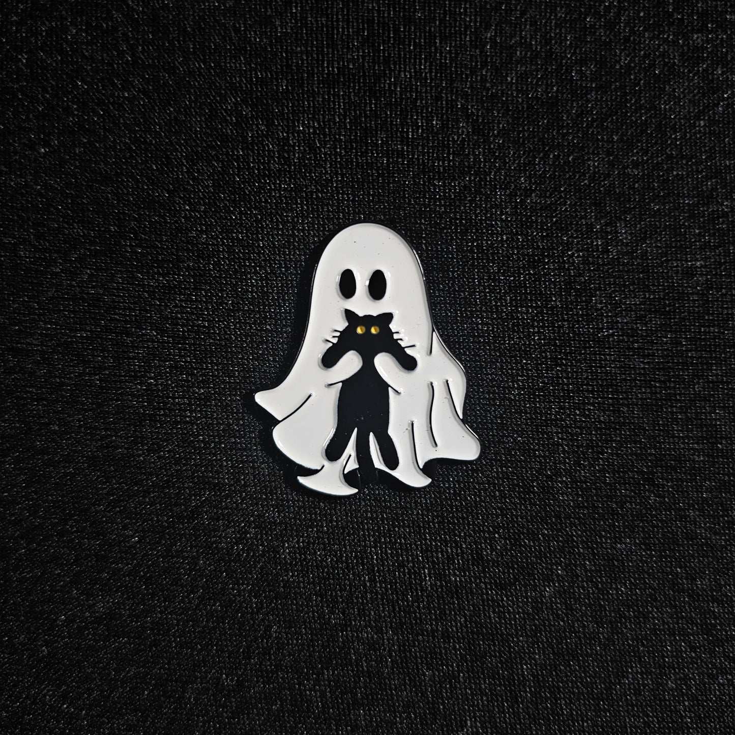 Ghost with Cat Halloween Enamel Pin