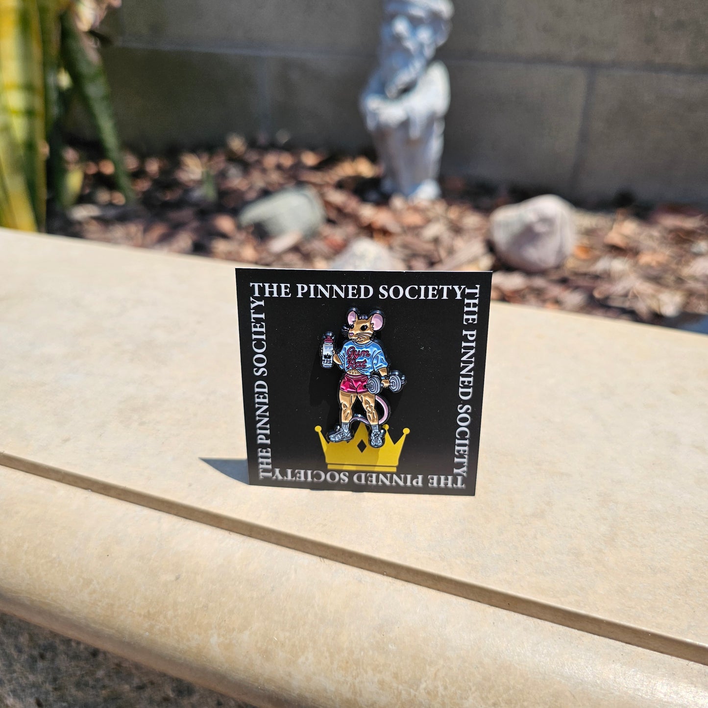 Lady Gym Rat - Blue Shirt - Enamel Pin for Gym Enthusiasts