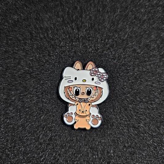 Labubu - Hello Kitty Costume Outfit Enamel Pin