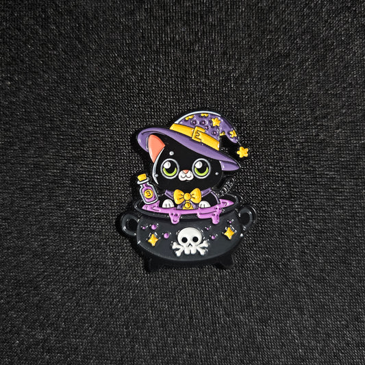 Magical Potion Witch Cat Halloween Enamel Pin