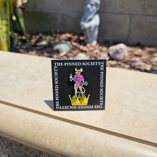 Lady Gym Rat - Pink Shirt - Enamel Pin for Gym Enthusiasts