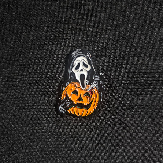 Ghost Face Pumpkin Carving Enamel Pin
