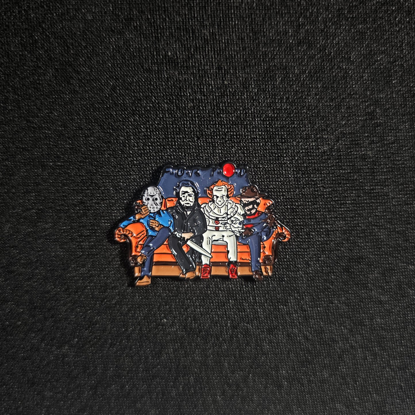 Halloween Killers on Couch Halloween Enamel Pin
