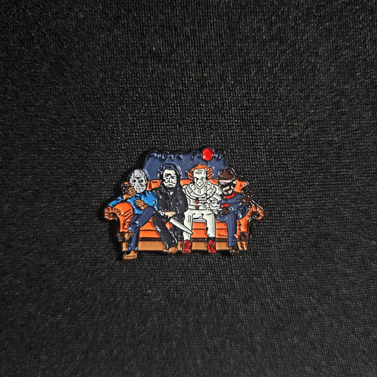 Halloween Killers on Couch Halloween Enamel Pin