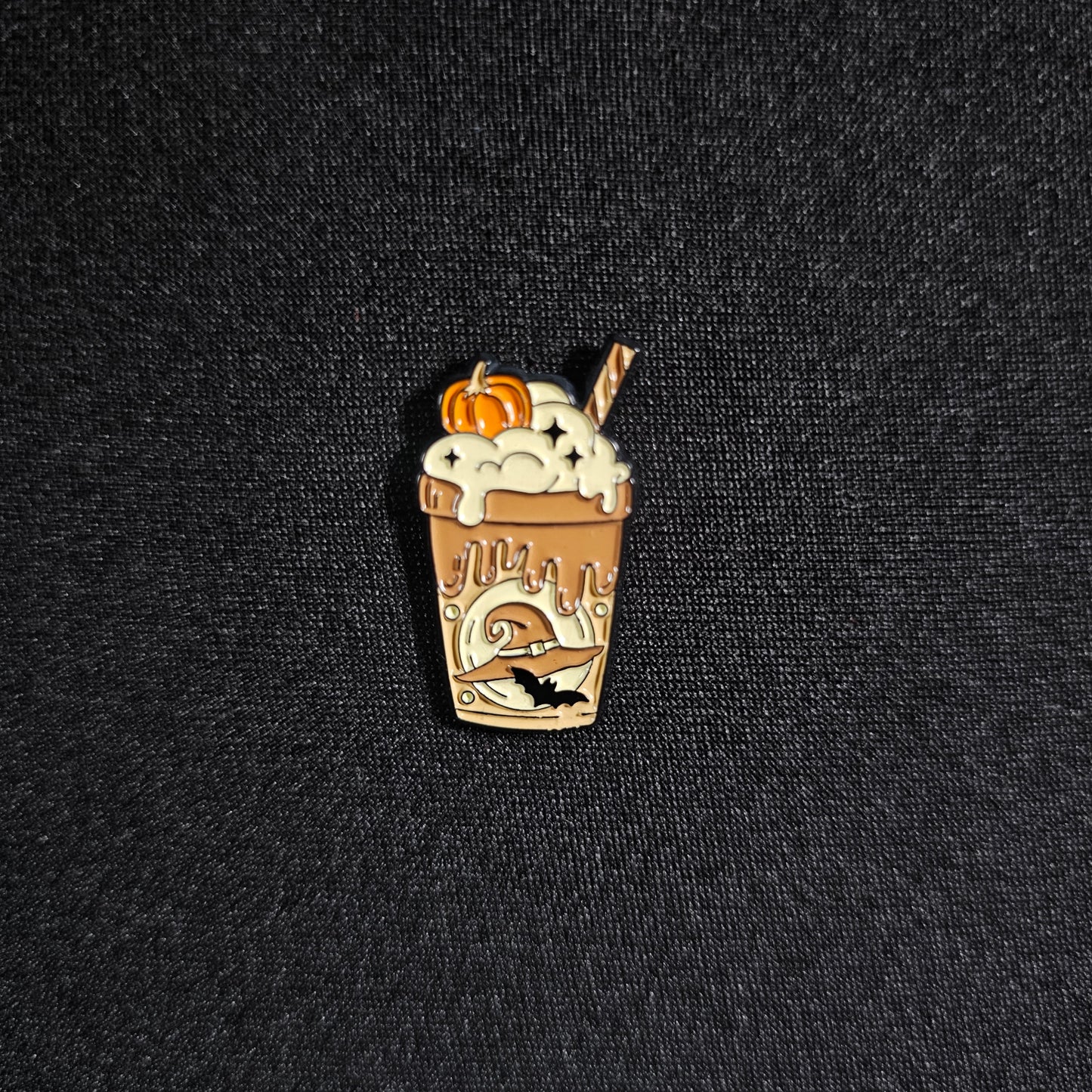 Caramel Pumpkin Spiced Latte Halloween Enamel Pin