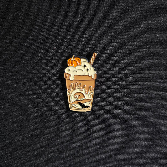 Caramel Pumpkin Spiced Latte Halloween Enamel Pin