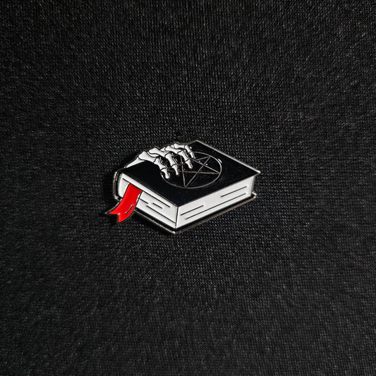 Skeleton Pentagram Book Enamel Pin