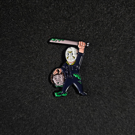 Friday The 13th Jason with Knife and Head Enamel Pin