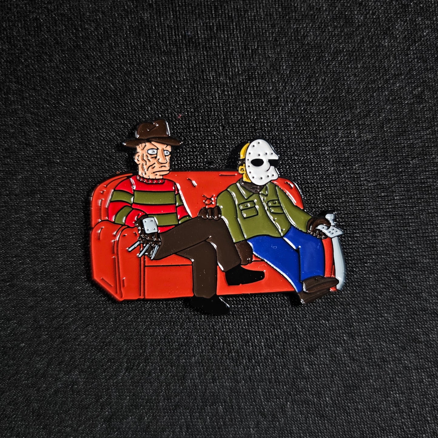 Freddy and Jason on Couch Enamel Pin ( Simpsons )