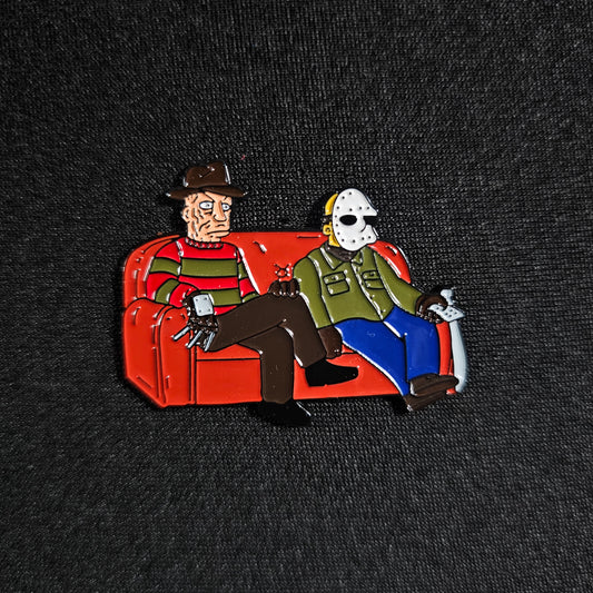 Freddy and Jason on Couch Enamel Pin ( Simpsons )